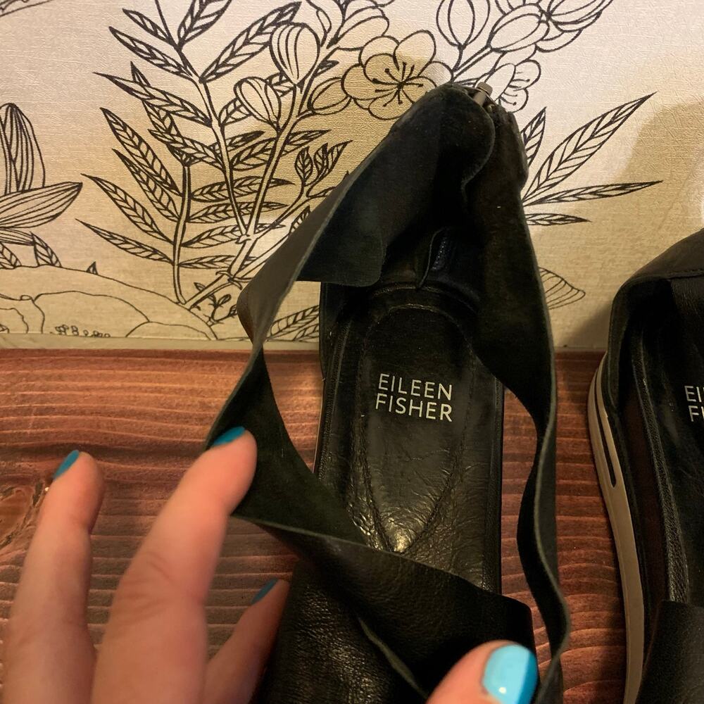 Womens Eileen Fisher Sport Platform Sandal Black Leather Size 7.5 EUC! - Picture 5 of 6